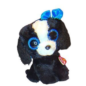 Ty Beanie Boos Tracey the Dog,  8 1/2 inches,  black and white